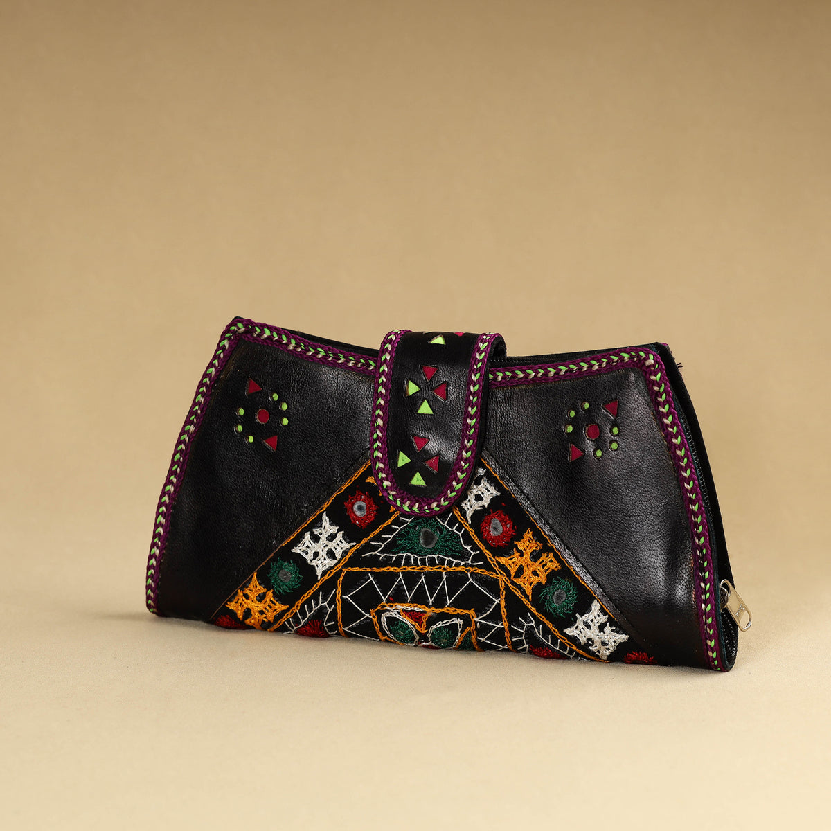 Kutch Embroidery Cotton Handmade Leather Wallet 46