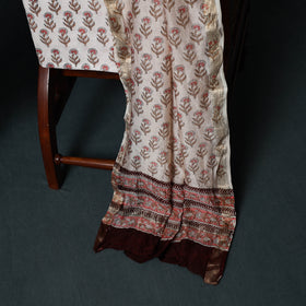 Sanganeri Hand Block Print Maheshwari Silk 3pc Unstitched Dress Material Suit Set 01