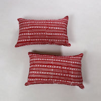 Red - Hand Batik Printed Cotton Pillow Cover (Set of 2) 12