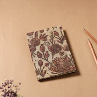 Beige - Bagru Fabric Cover Handmade Paper Notebook (7 x 5 in)