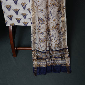 Sanganeri Hand Block Print Maheshwari Silk 3pc Unstitched Dress Material Suit Set 02