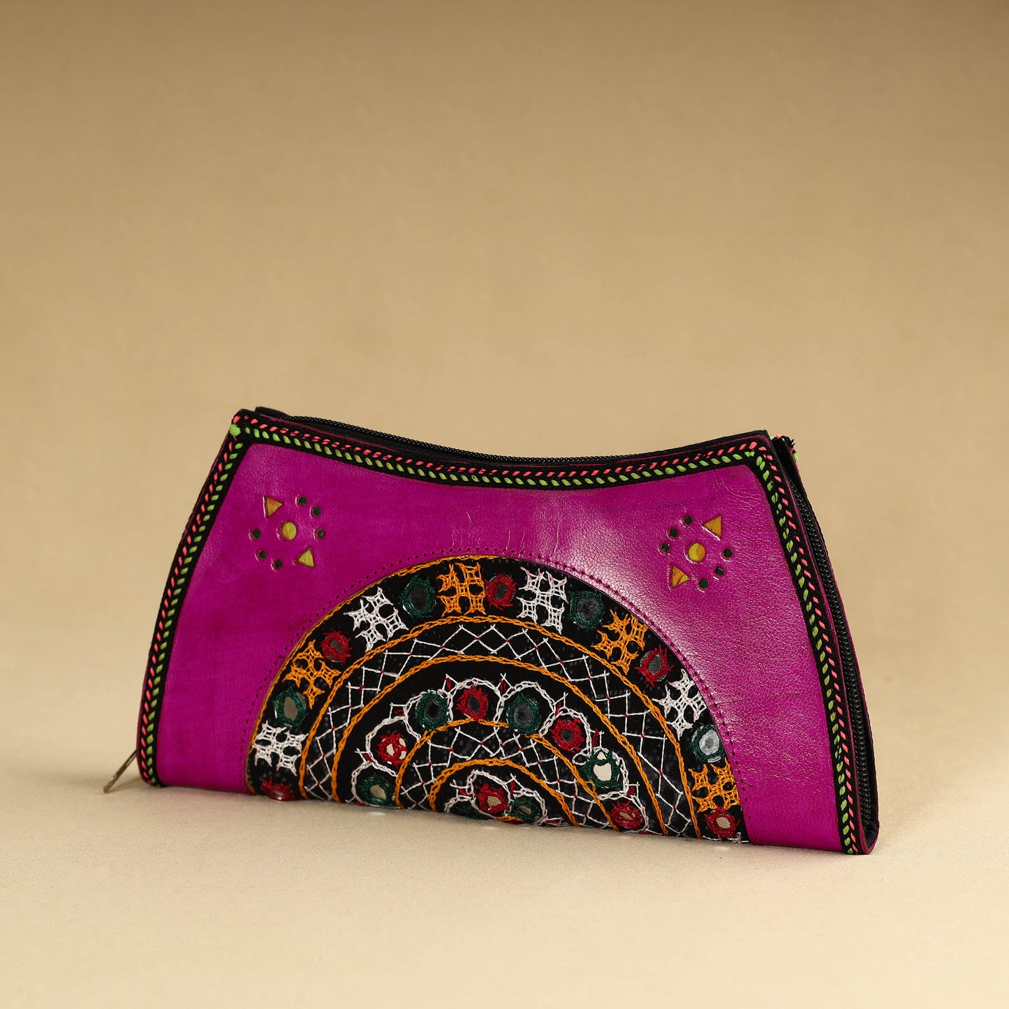 Kutch Embroidery Cotton Handmade Leather Wallet 53