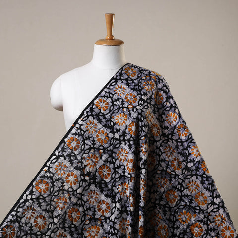 Black Cotton Kutch Hand Batik Print Fabric