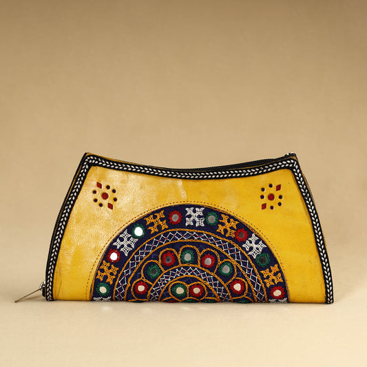 Yellow - Kutch Embroidery Cotton Handmade Leather Wallet 55