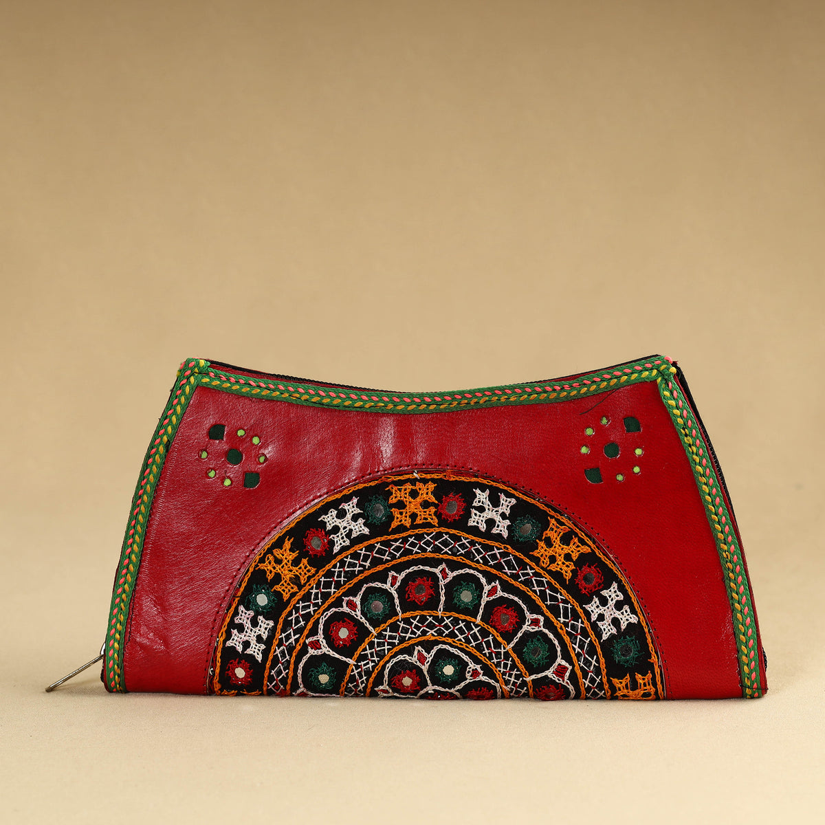 Kutch Embroidery Cotton Handmade Leather Wallet 56