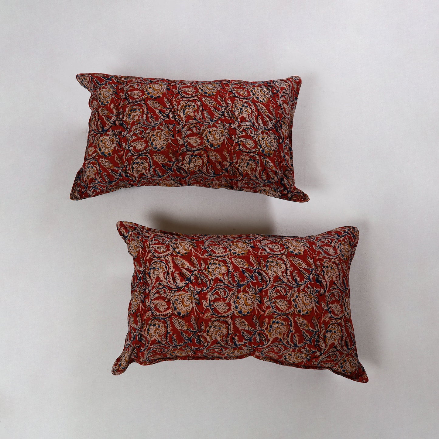 Red - Kalamkari Block Print Cotton Pillow Cover (Set of 2) 15