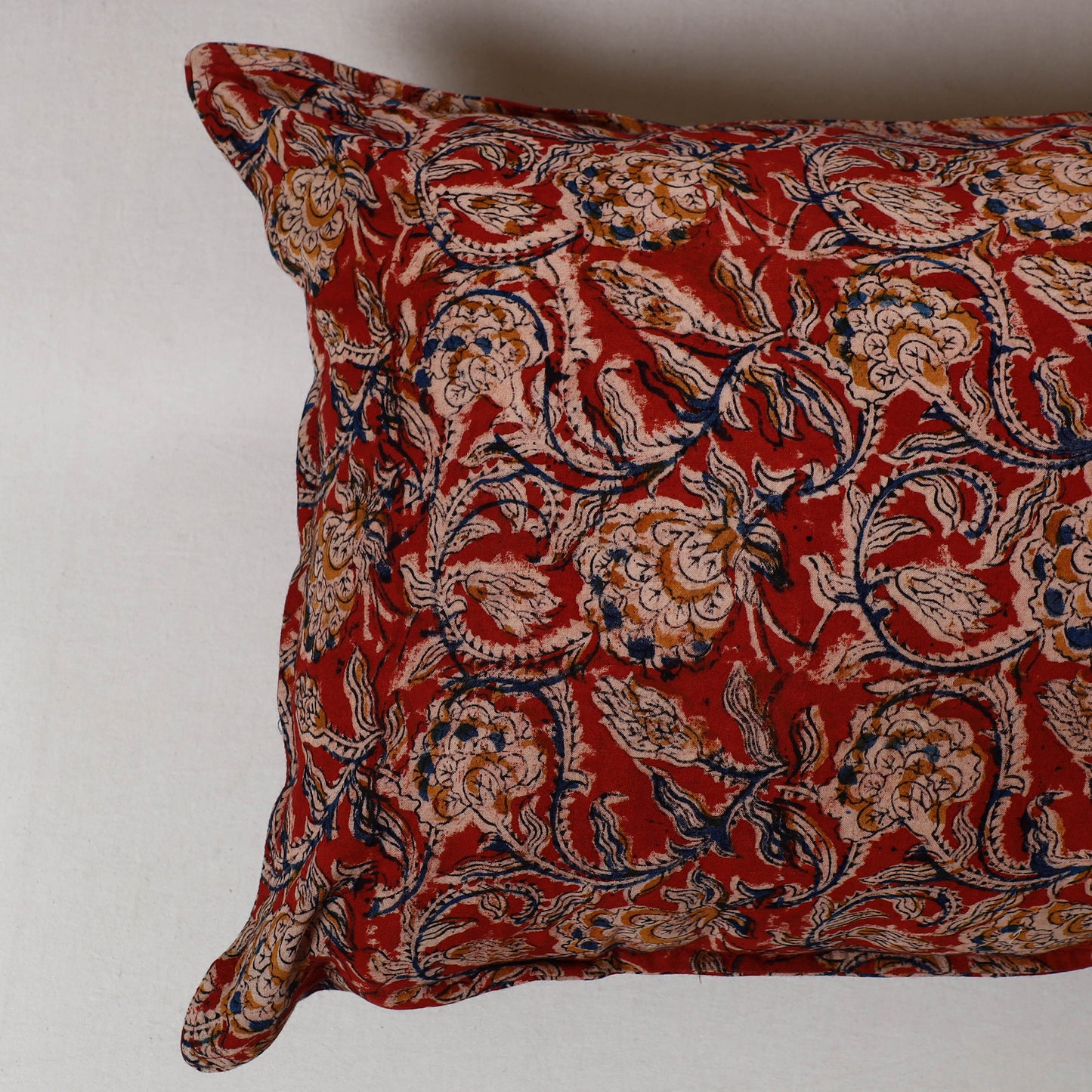 Red - Kalamkari Block Print Cotton Pillow Cover (Set of 2) 15