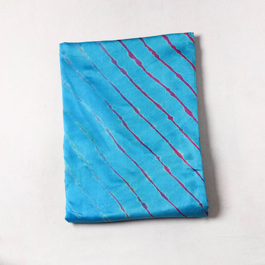 Blue - Leheriya Tie-Dye Chanderi Silk Precut Fabric (2.3 Meter) 45