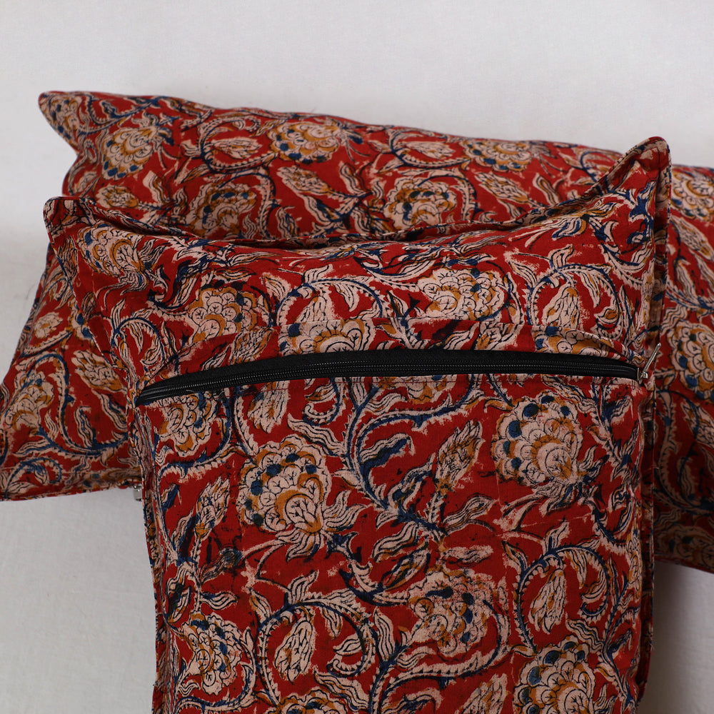 Red - Kalamkari Block Print Cotton Pillow Cover (Set of 2) 15