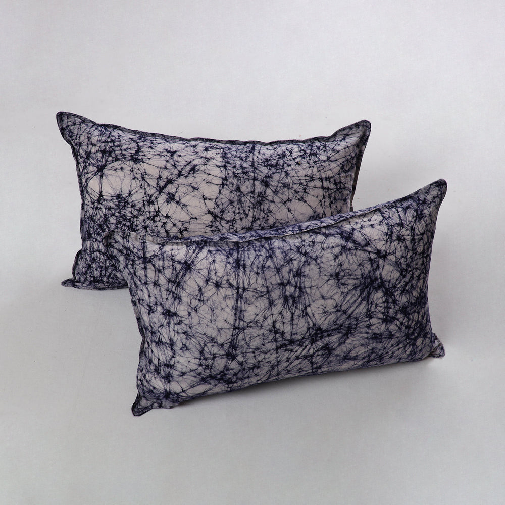 Blue - Hand Batik Printed Cotton Pillow Cover (Set of 2) 16