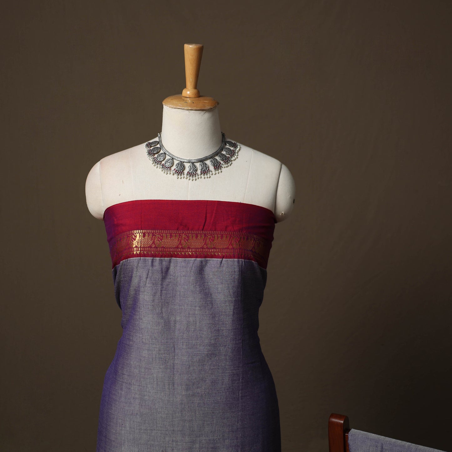 Dharwad Cotton 3pc Unstitched Dress Material Suit Set with Woven Border 04