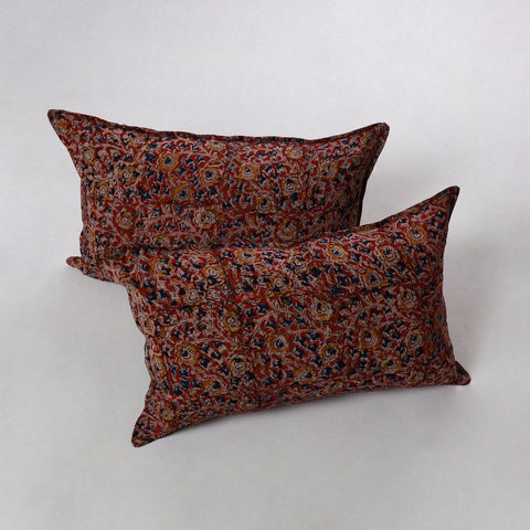 Red - Kalamkari Block Printed Cotton Pillow Cover (Set of 2) 17