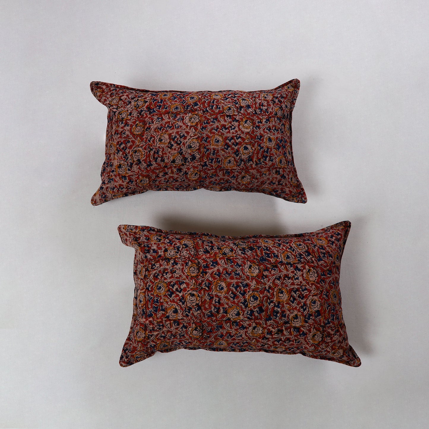 Red - Kalamkari Block Printed Cotton Pillow Cover (Set of 2) 17