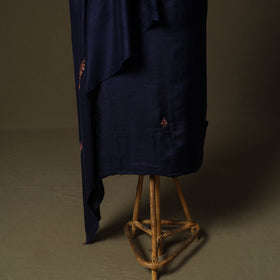 Blue - Sozni Hand Embroidery Pure Silk 3pc Unstitched Dress Material Suit Set 30