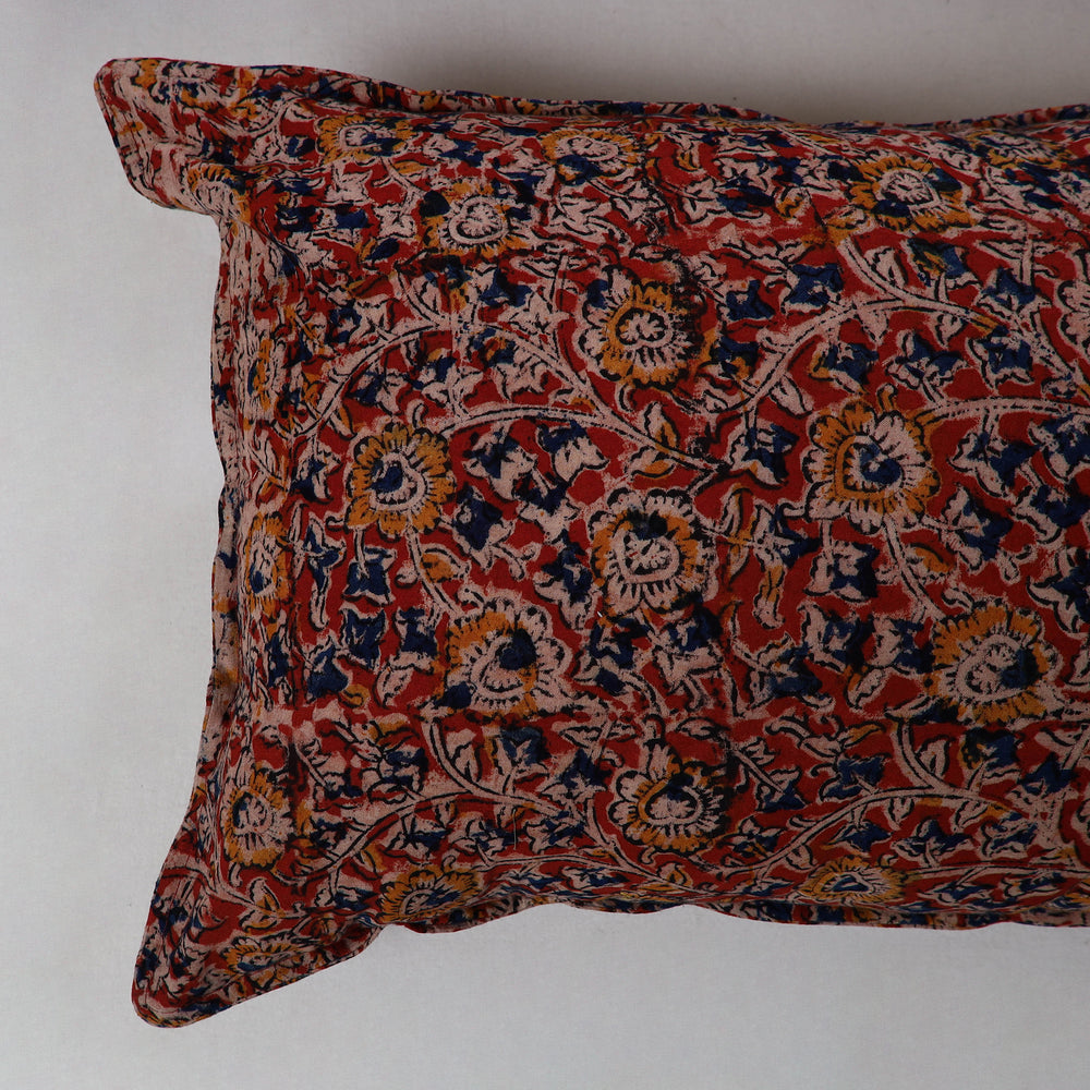 Red - Kalamkari Block Printed Cotton Pillow Cover (Set of 2) 17