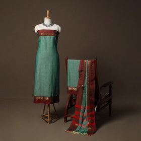 Dharwad Cotton 3pc Unstitched Dress Material Suit Set with Woven Border 03