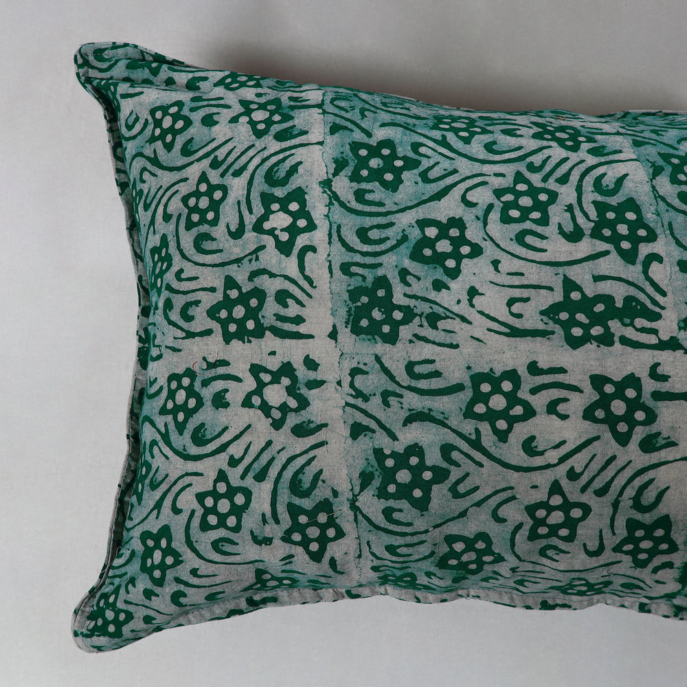 Green - Hand Batik Printed Cotton Pillow Cover (Set of 2) 18