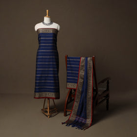 Dharwad Cotton 3pc Unstitched Dress Material Suit Set with Woven Border 02
