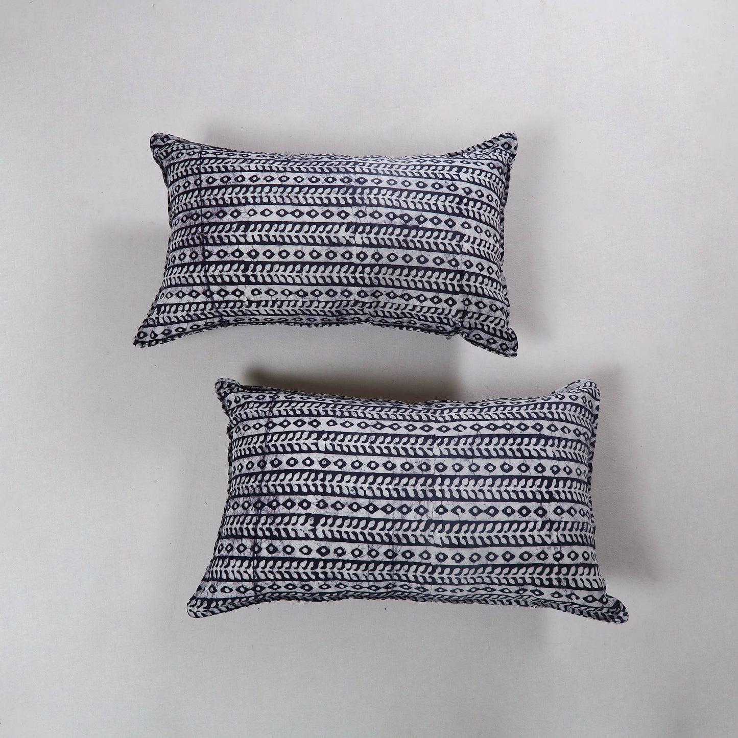 Blue - Hand Batik Printed Cotton Pillow Cover (Set of 2) 20