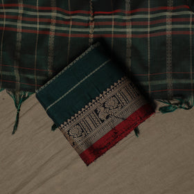 Dharwad Cotton 3pc Unstitched Dress Material Suit Set with Woven Border 01