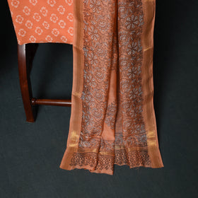 Sanganeri Hand Block Print Maheshwari Silk 3pc Unstitched Dress Material Suit Set 08