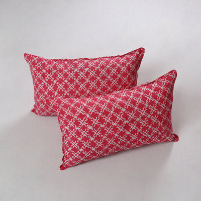 Pink - Hand Batik Printed Cotton Pillow Cover (Set of 2) 21