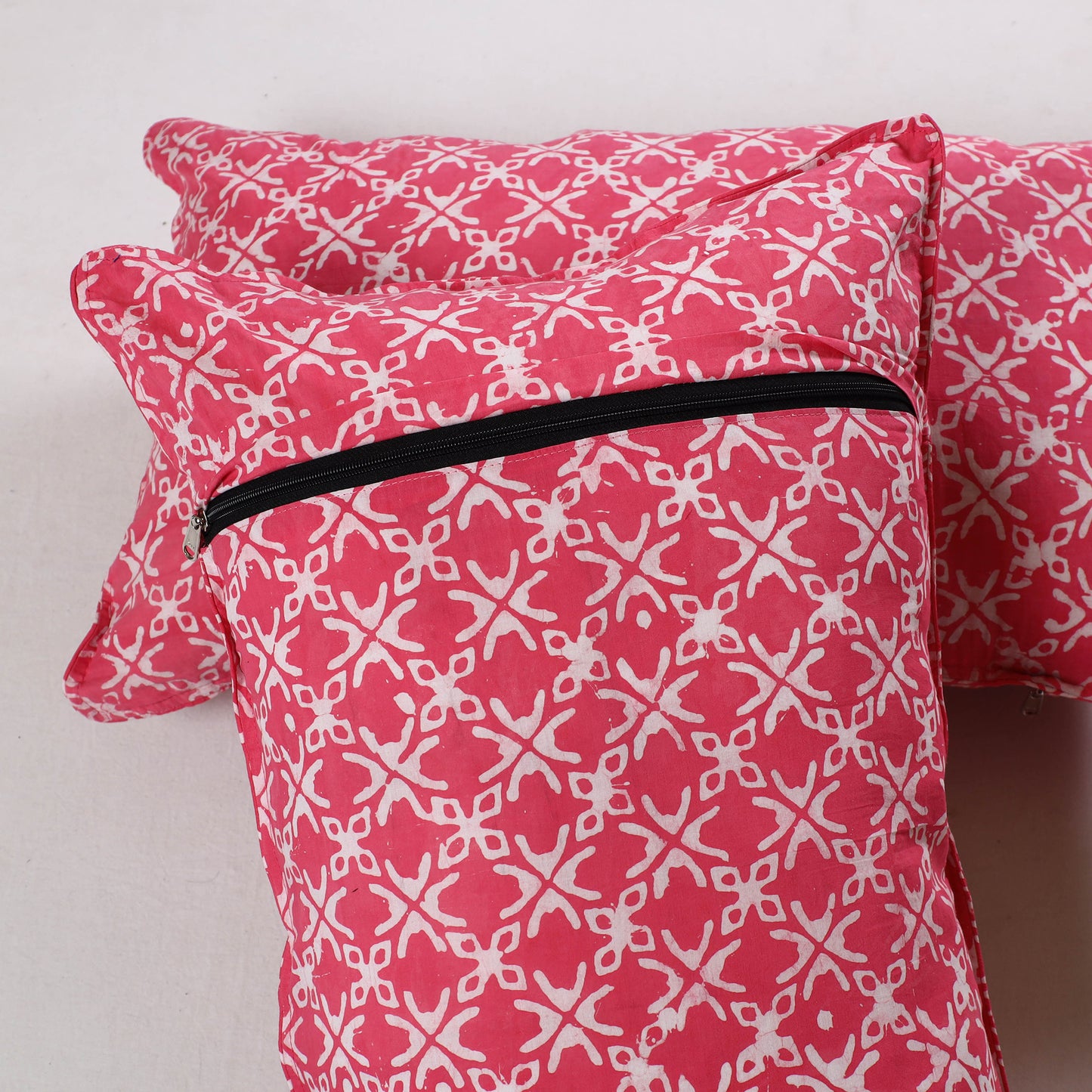 Pink - Hand Batik Printed Cotton Pillow Cover (Set of 2) 21