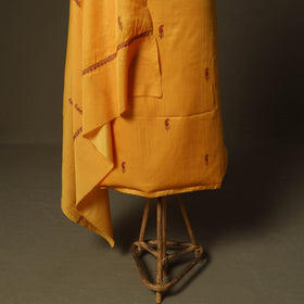 Yellow - Sozni Hand Embroidery Pure Silk 3pc Unstitched Dress Material Suit Set 28