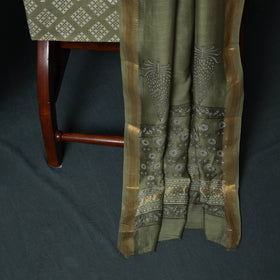 Sanganeri Hand Block Print Maheshwari Silk 3pc Unstitched Dress Material Suit Set 10