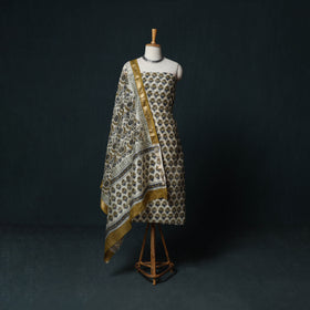Sanganeri Hand Block Print Maheshwari Silk 3pc Unstitched Dress Material Suit Set 12