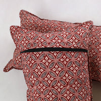 Red - Bagh Block Printed Cotton Pillow Cover (Set of 2) 25