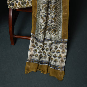 Sanganeri Hand Block Print Maheshwari Silk 3pc Unstitched Dress Material Suit Set 12