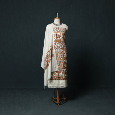 3pc Heavy Chain Stitch Embroidered Wool Unstitched Dress Material Suit Set 03