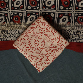 Bagru Hand Block Print Maheshwari Silk 3pc Unstitched Dress Material Suit Set 18