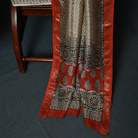 Bagru Hand Block Print Maheshwari Silk 3pc Unstitched Dress Material Suit Set 19
