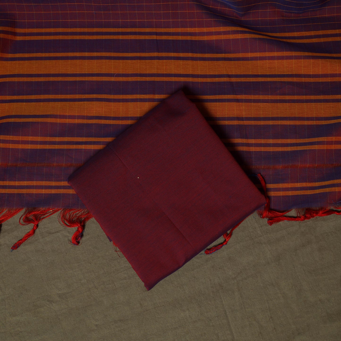 Dharwad Woven Cotton 3pc Unstitched Dress Material Suit Set 02