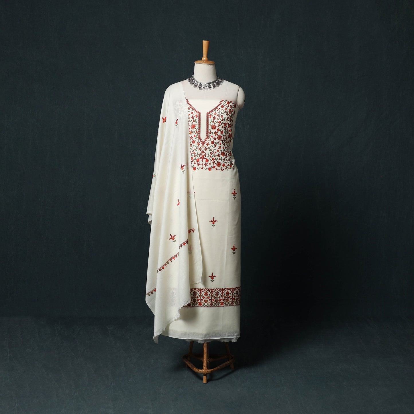 3pc Embroidered Wool Unstitched Dress Material Suit Set 10