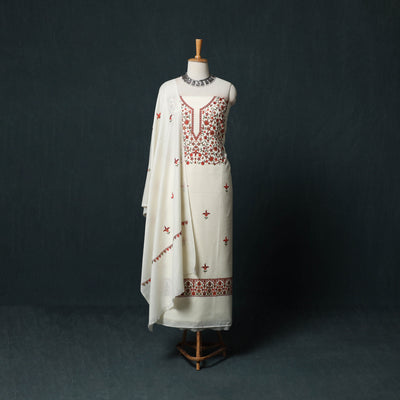 3pc Embroidered Wool Unstitched Dress Material Suit Set 10