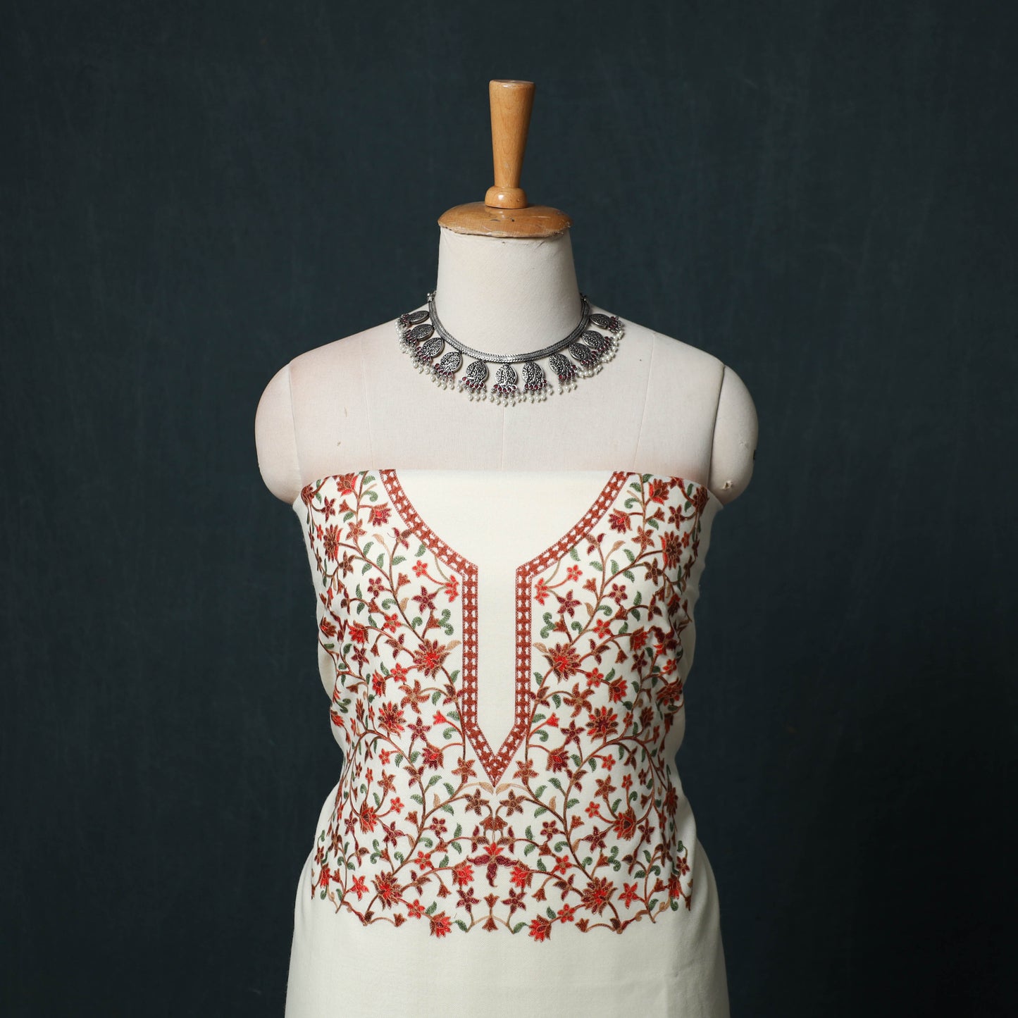 3pc Embroidered Wool Unstitched Dress Material Suit Set 10