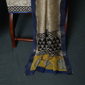 Bagru Hand Block Print Maheshwari Silk 3pc Unstitched Dress Material Suit Set 21