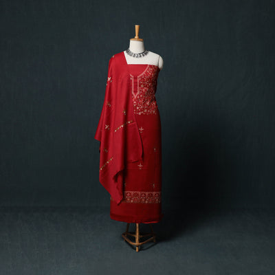 3pc Embroidered Wool Unstitched Dress Material Suit Set 11