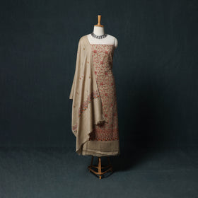 3pc Heavy Embroidered Wool Unstitched Dress Material Suit Set 12