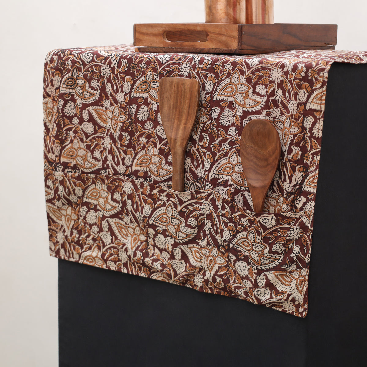 Handmade fridge top cover with 6 side utility pockets