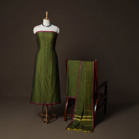 Dharwad Cotton 3pc Plain Unstitched Dress Material Suit Set with Woven Border 01