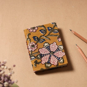 Yellow - Kalamkari Fabric Cover Handmade Paper Notebook (5 x 3 in)