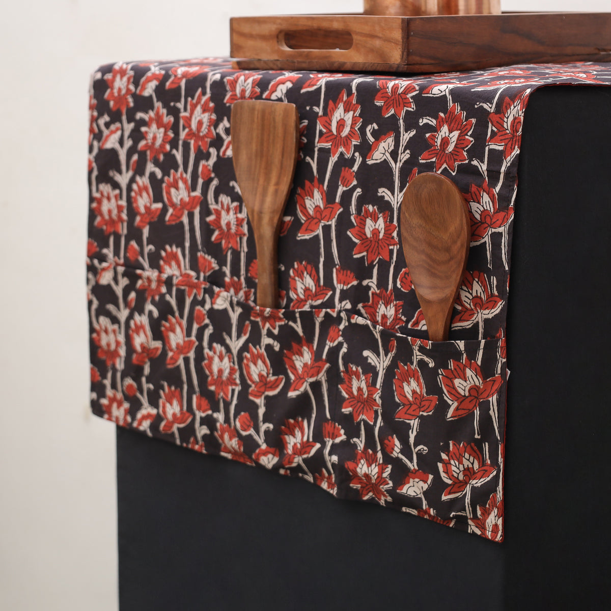 Handmade Fridge Top Cover with 6 Side Utility Pockets 04