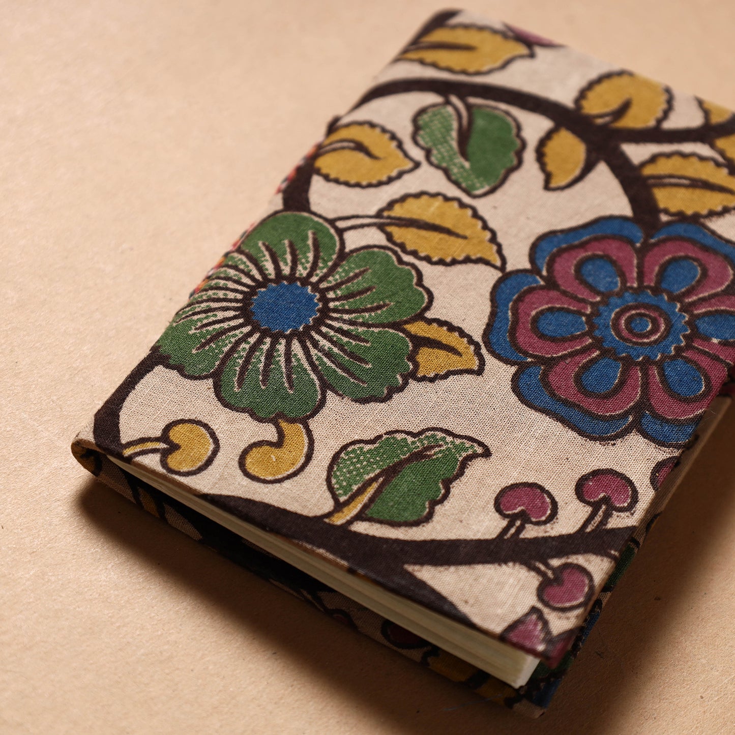Kalamkari Fabric Cover Handmade Paper Notebook (5 x 3 in)