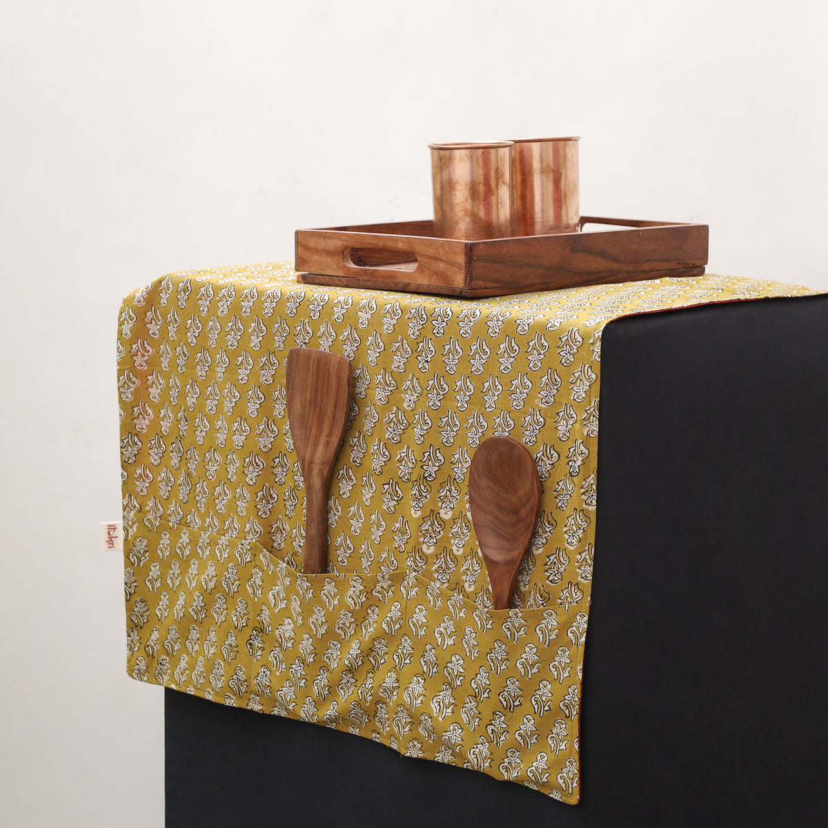 Handmade Fridge Top Cover with 6 Side Utility Pockets 07