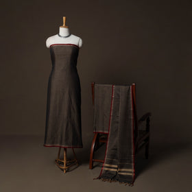 Dharwad Cotton 3pc Plain Unstitched Dress Material Suit Set with Woven Border 03