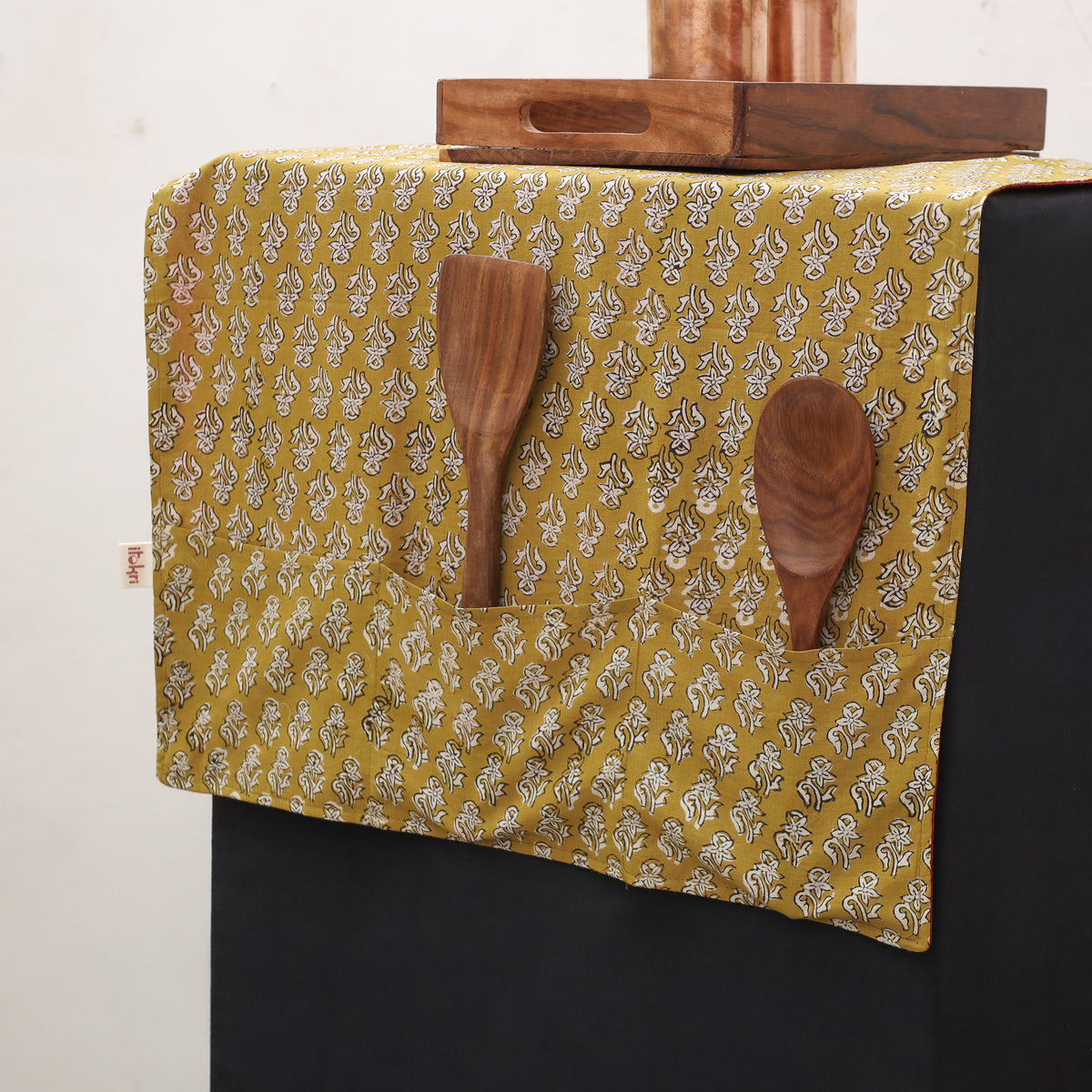Handmade Fridge Top Cover with 6 Side Utility Pockets 07